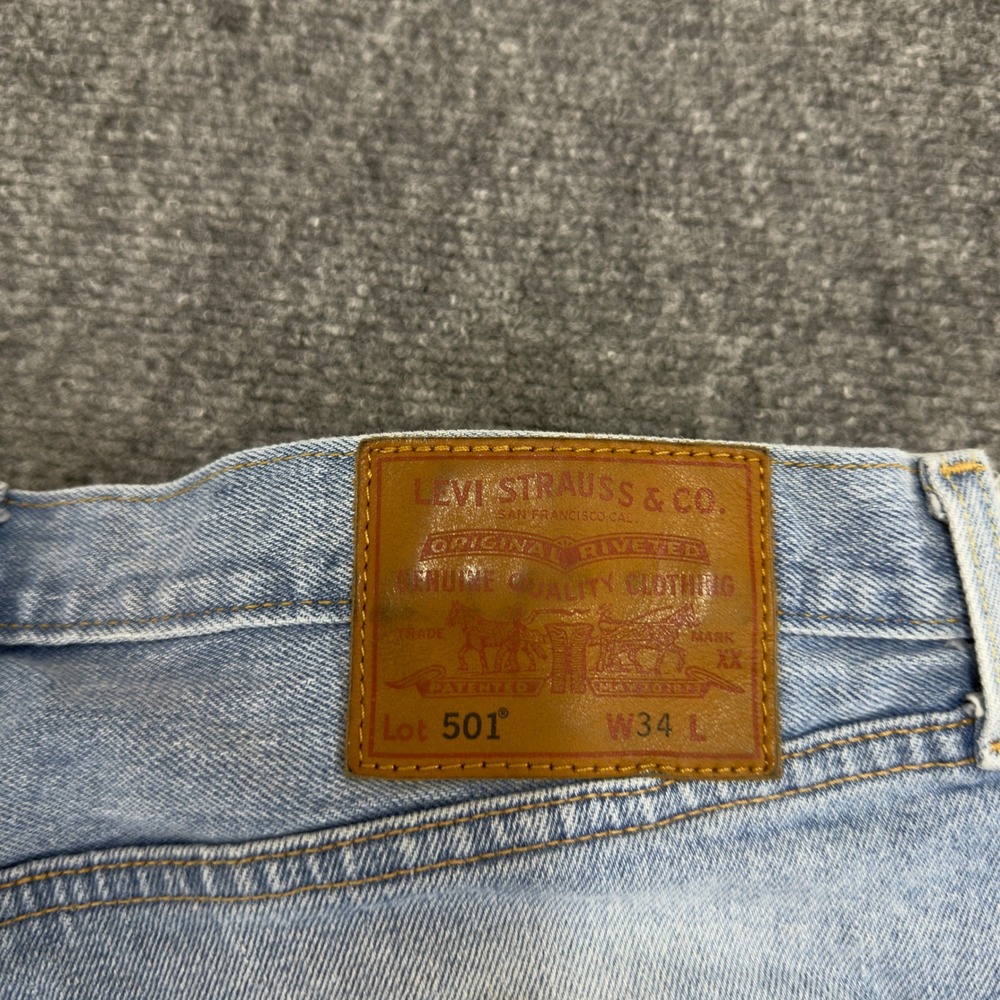 Levis Premium 501 Denim Shorts Light Wash Blue Size 34